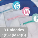 Kit com 3 Sacos para lavar roupas (P, M, G) Protetor De Lingerie Roupa Íntima Tecido Papa Bolinha