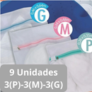 Kit com 3 Sacos para lavar roupas (P, M, G) Protetor De Lingerie Roupa Íntima Tecido Papa Bolinha