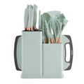 Kit Conjunto 19 Pçs De Utensílios Facas Silicone e Plástico Cozinha Jogo Completo Batedeira Colher Pegador