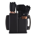 Kit Conjunto 19 Pçs De Utensílios Facas Silicone e Plástico Cozinha Jogo Completo Batedeira Colher Pegador
