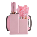 Kit Conjunto 19 Pçs De Utensílios Facas Silicone e Plástico Cozinha Jogo Completo Batedeira Colher Pegador
