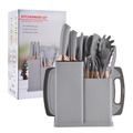 Kit Conjunto 19 Pçs De Utensílios Facas Silicone e Plástico Cozinha Jogo Completo Batedeira Colher Pegador