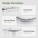 Kit 8 Potes Herméticos Acabamento Fosco Dein | 0.8L a 2.8L | Armazenamento Cozinha