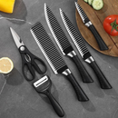 Conjunto De Facas Inox 6 Peças Antiaderente Com Cabo Reforçado Descascador E Tesoura Cozinha