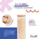 Kit 11 potes de vidro com tampa de bambu herméticos redondos - Tüd